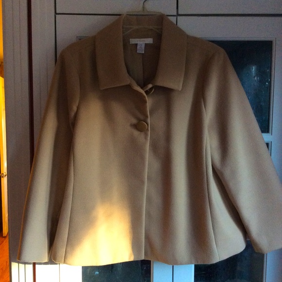 Chico’s Tan Cropped Jacket 3/4 Sleeve size 2 12 14 - Picture 2 of 5